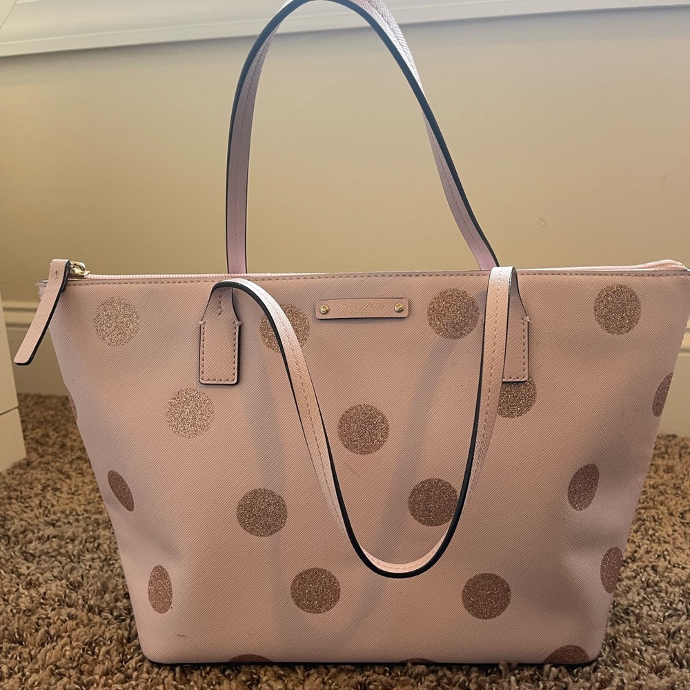 Kate Spade Pink Glitter Polka Dot Tote